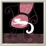 Cat Cuddled in Fancy Chair