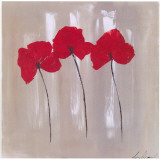 3 Coquelicots Fond Beige