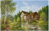 Mill With Swans