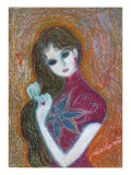 Woman of Chinese Dress and Red Eardrop