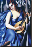 Femme en Bleu Avec Guitare