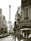 Eiffel Tower and Cafe on Boulevard De La Tour Maubourg  Paris  France