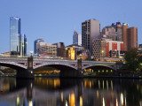 Australia  Victoria  Melbourne; Princes Bridge on the Yarra River  with the City Skyline at Dusk