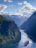 A Cruise Ship Navigates Through Geiranger Fjord  Geiranger  More Og Romsdal  Norway