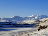 Wales  Gwynedd  Snowdonia; View over the Frozen Llyn Mymbyr Towards the Snowdon Horseshoe
