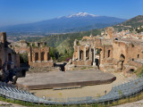 The Greek Theatre and Mount Etna  Taormina  Sicily  Italy