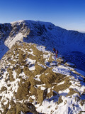 Winter Walking and Climbing on Hellvelyn  the Lake District  Cumbria