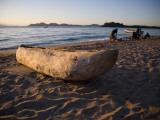 Malawi  Monkey Bay; an Old Dug-Out Canoe Pulled Up on to the Beach of Lake Malawi