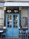 Blue Doors of Cafe  Marais District  Paris  France