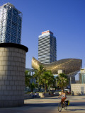 Barceloneta Beach and Port Olimpic with Frank Gehry Sculpture  Barcelona  Spain