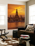 Thailand  Bangkok  Wat Arun  Temple of the Dawn and Chao Phraya River Illuminated at Sunset