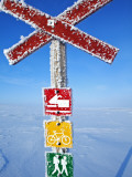 Norway  Finnmark Region; a Sign Post in the Arctic Circle