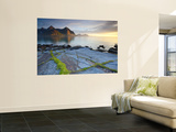 Coastal Landscape Illuminated by Mightnight Sun  Flakstad  Flakstadsoya  Lofoten  Norway
