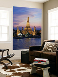 Thailand  Bangkok  Wat Arun  Temple of the Dawn and Chao Phraya River Illuminated at Sunset