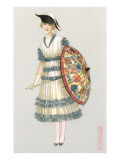 Woman with Parasol  Fashion Illustration