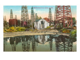 Reflections of Oil Wells in Lake of Oil