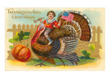 Greetings  Boy Riding Turkey