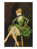 Smoking Flapper in Green Cocktail Dress