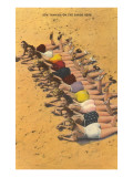 Eleven Bathing Beauties Lying on Sand
