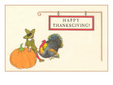 Happy Thanksgiving  Pilgrim Boy with Turkey