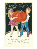 Boy and Girl with Pumpkin