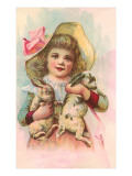 Victorian Girl with Rabbits