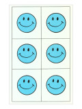Six Blue Happy Faces