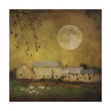 Sheep Under a Harvest Moon