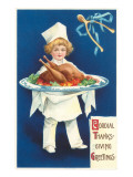 Greetings  Boy Chef with Cooked Turkey