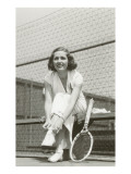 Woman Tennis Player Adjusting Stocking