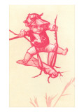 Victorian Red-Toned Boy Riding Cricket