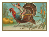 Greetings  Jockey Boy Riding Turkey