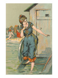 Lady Emerging from Bathing Machine  Illustration