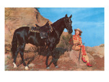 Cowgirl with Black Horse