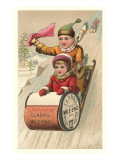 Children on Spool Sled