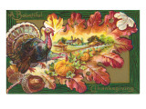 A Bountiful Thanksgiving  Turkey on Oak Leaf