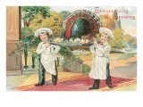 Young Chefs Carrying Turkey on Platter