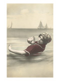 Old Fashioned Woman in Waves