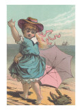 Victorian Girl Alarmed by Crab