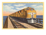 Streamlined Train Crossing Great Salt Lake  Utah