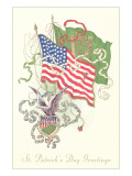 American and Irish Flags  St Patrick's Day