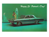 Happy St Patrick's Day  Surfer Couple with Green Car