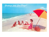 Greetings  Family on Beach  San Diego  California
