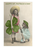 Children with Giant Clover Leaf  St Patrick's Day