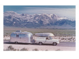 Silver Trailer in Rocky Mountains