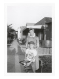 Snapshot of Woman  Son and Dog