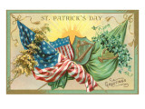 St Patrick's Day  American and Irish Flags