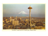Space Needle  Mt Rainier  Seattle  Washington