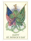 St Patricks Day  US and Irish Flags