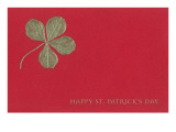 Gold Four-Leaf Clover on Red